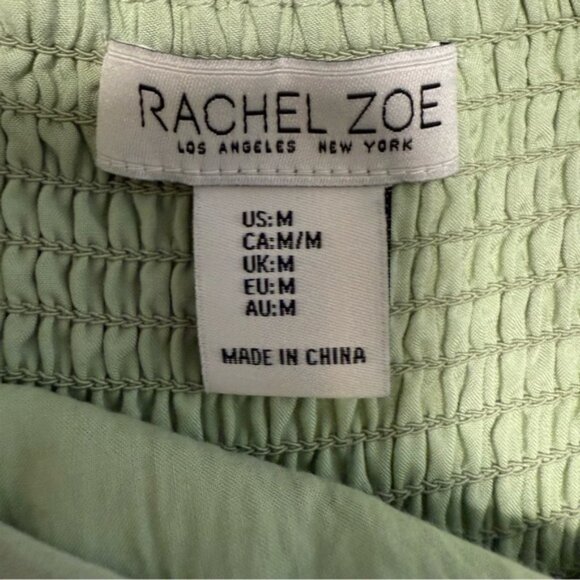 Rachel Zoe Green  White Floral Tiered Shirred Maxi Dress M Ruffle Sleeve V-neck - Picture 9 of 13